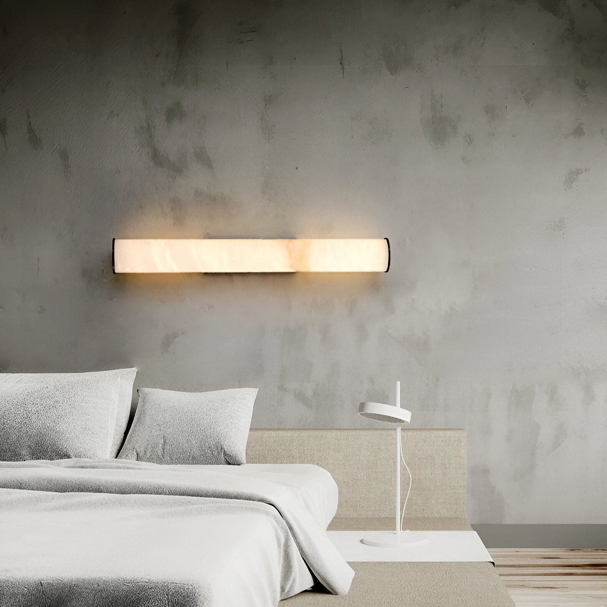 Wall Light for Living Room, Vertical Cylindrical Marble-Effect Design