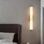 Wall Light for Living Room, Vertical Cylindrical Marble-Effect Design