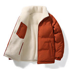 Reversible puffer jacket met sherpa lining