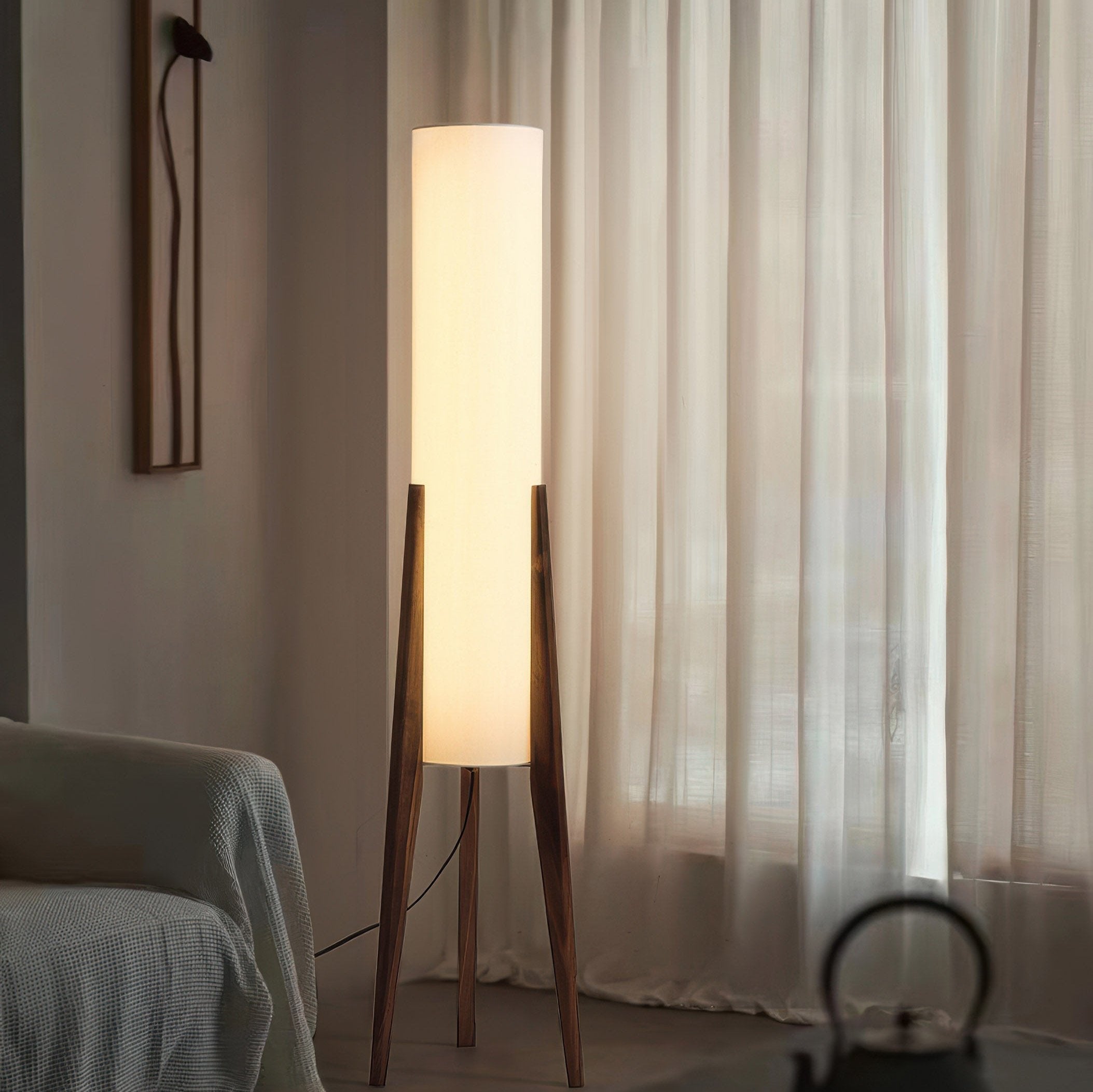 Lunara | Japandi Solid Wood Floor Lamp with LED Light