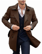 Men's Trench Coat Double-Breasted Tailored Mid-Length