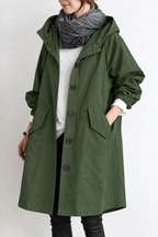 Women's Waterproof Trench Coat with Hood – Spring & Autumn Jacket