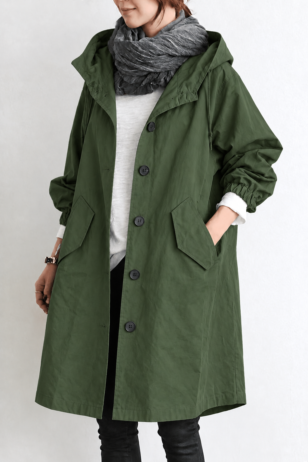 Women's Waterproof Trench Coat with Hood – Spring & Autumn Jacket