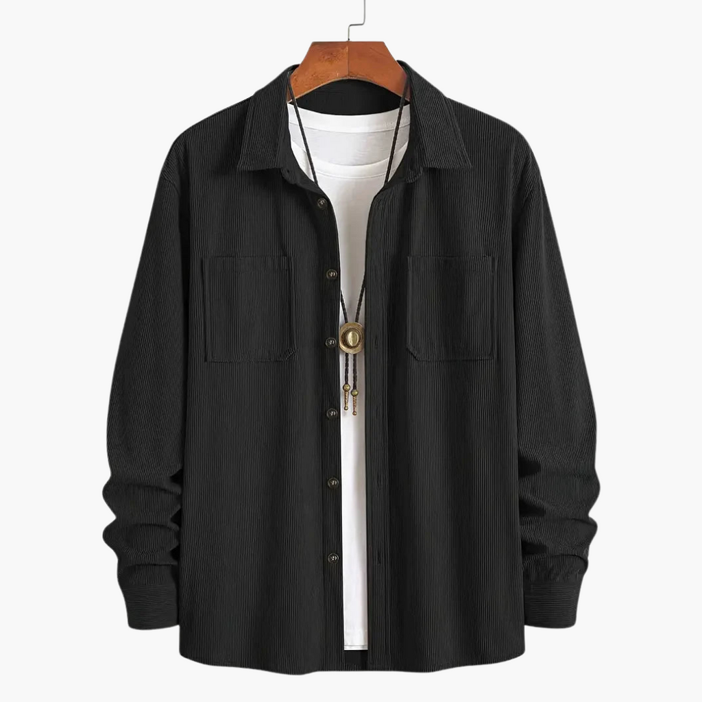 Men's Corduroy Jacket with Chest Pockets - Smart Casual Autumn Coat
