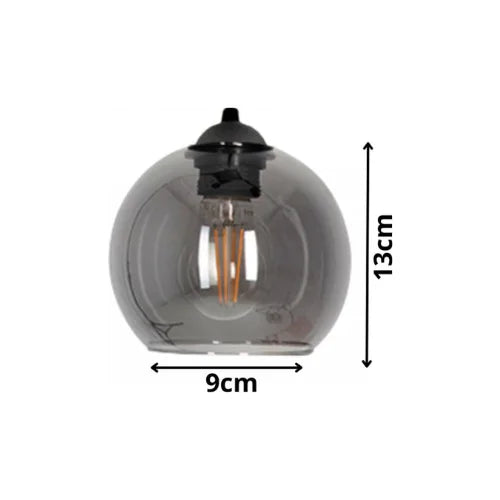 Industrial 3-Light Smoke Glass Globe Ceiling Lamp in Black for Living Room