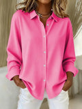 Marisol | Women's Oversized Button Up Classic Collar Cuffed Sleeve Shirt