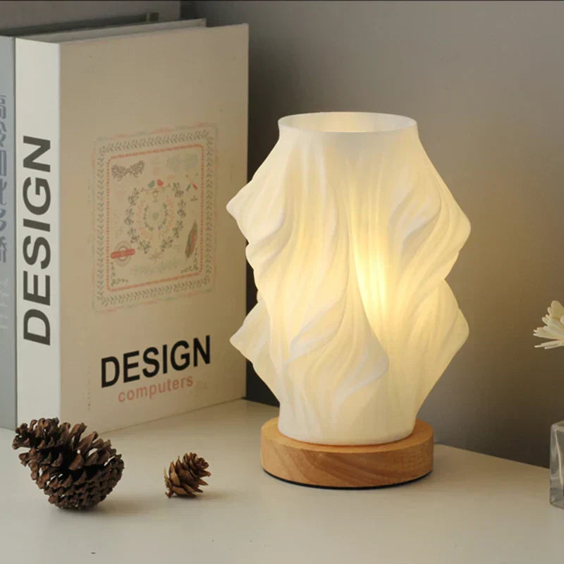 Warm LED Table Lamp with Dimmable Function & Elegant Wave Design