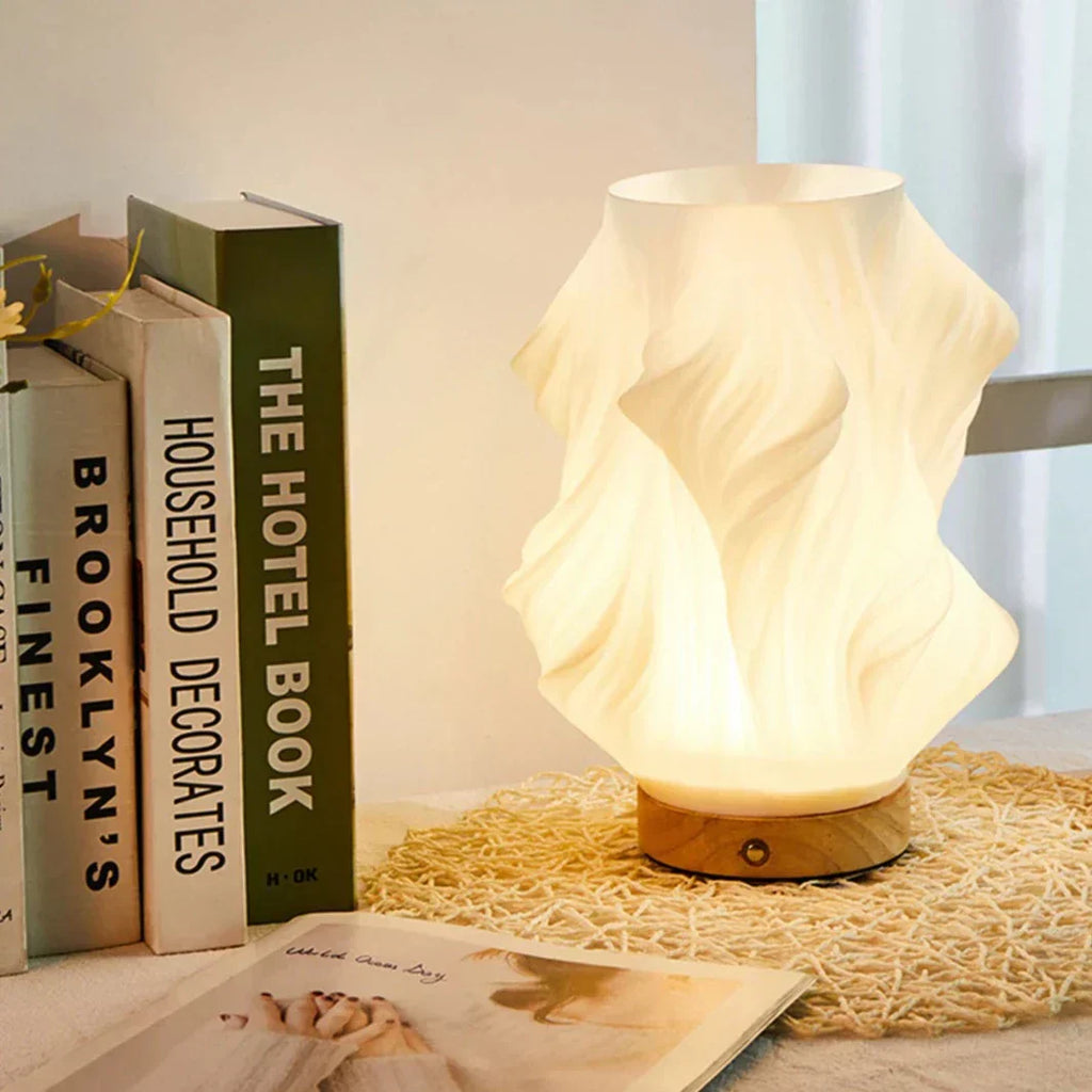Warm LED Table Lamp with Dimmable Function & Elegant Wave Design