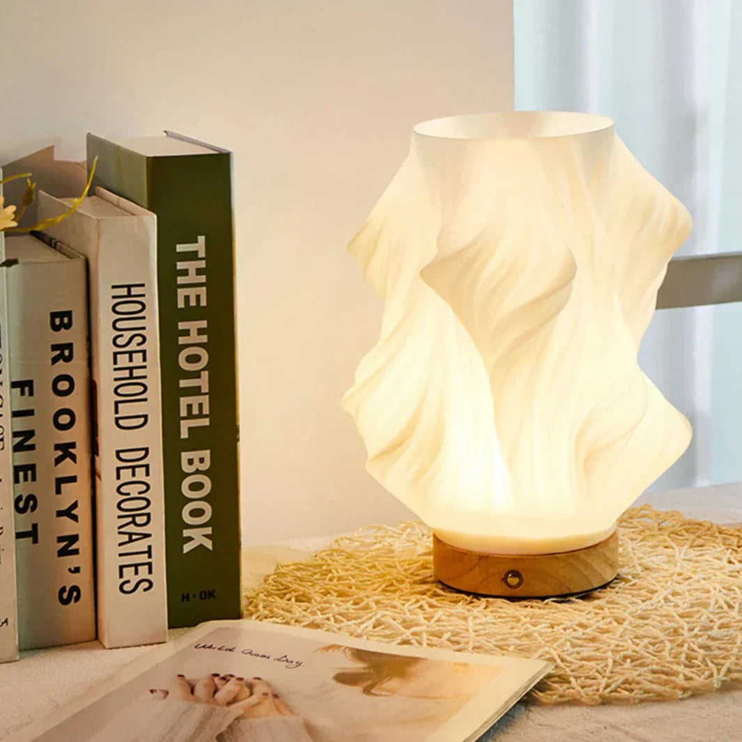 Warm LED Table Lamp with Dimmable Function & Elegant Wave Design