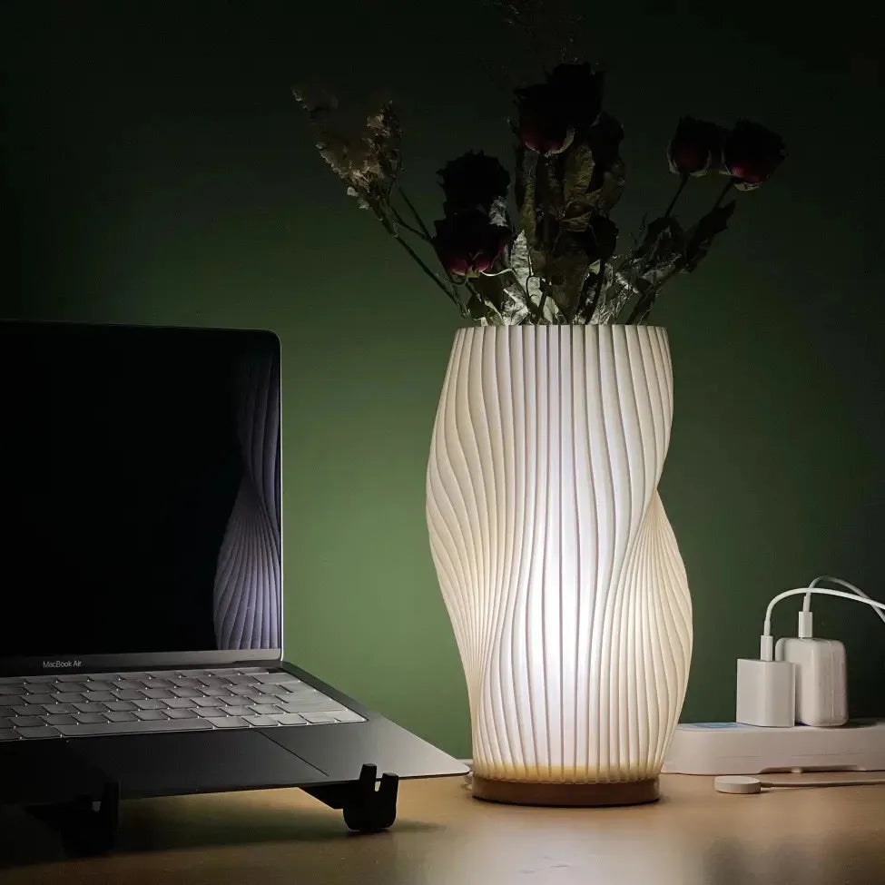 Warm LED Table Lamp with Dimmable Function & Elegant Wave Design
