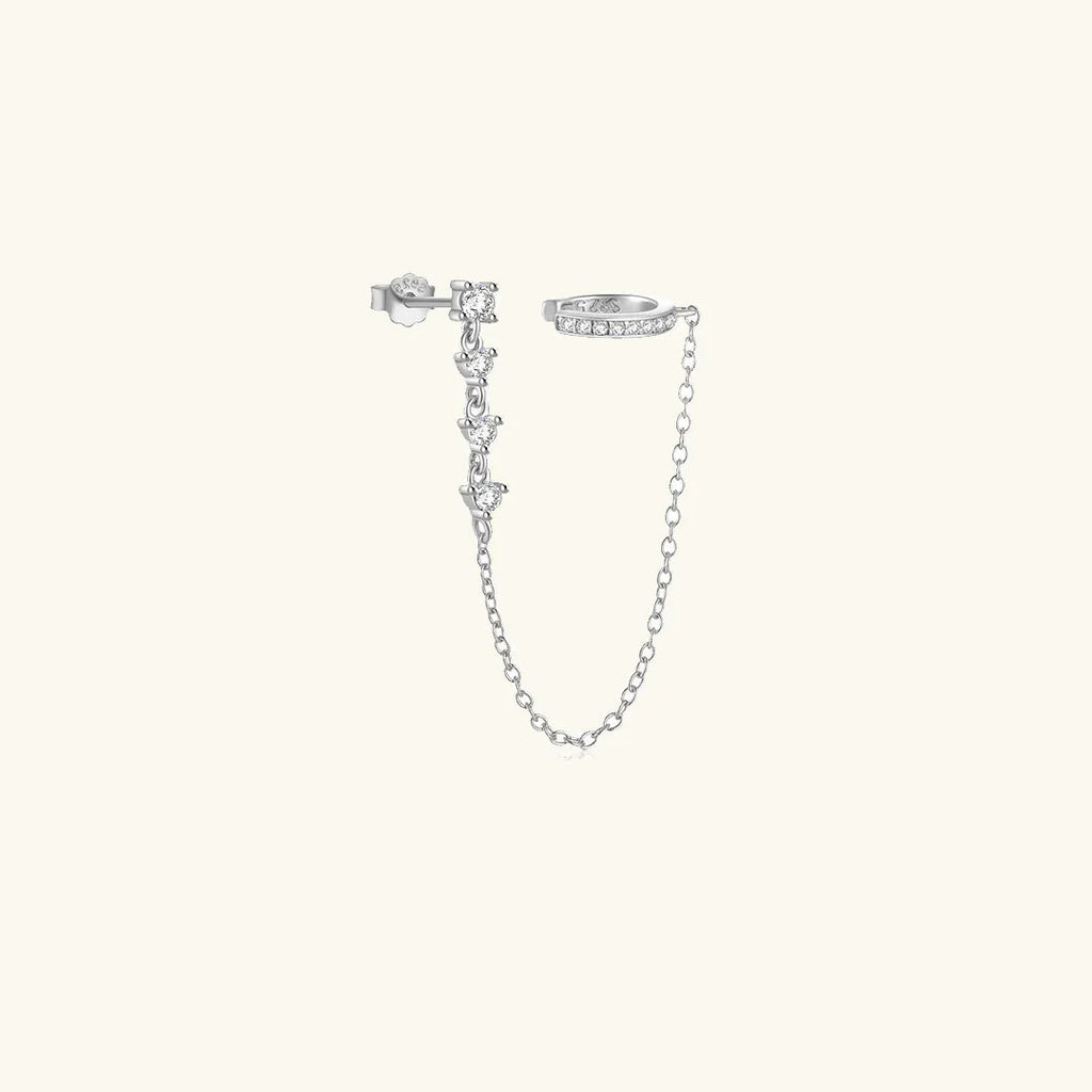 Women's Chain Cuff Earrings with Diamond Accents - Gold-Plated Sterling Silver