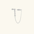 Women's Chain Cuff Earrings with Diamond Accents - Gold-Plated Sterling Silver
