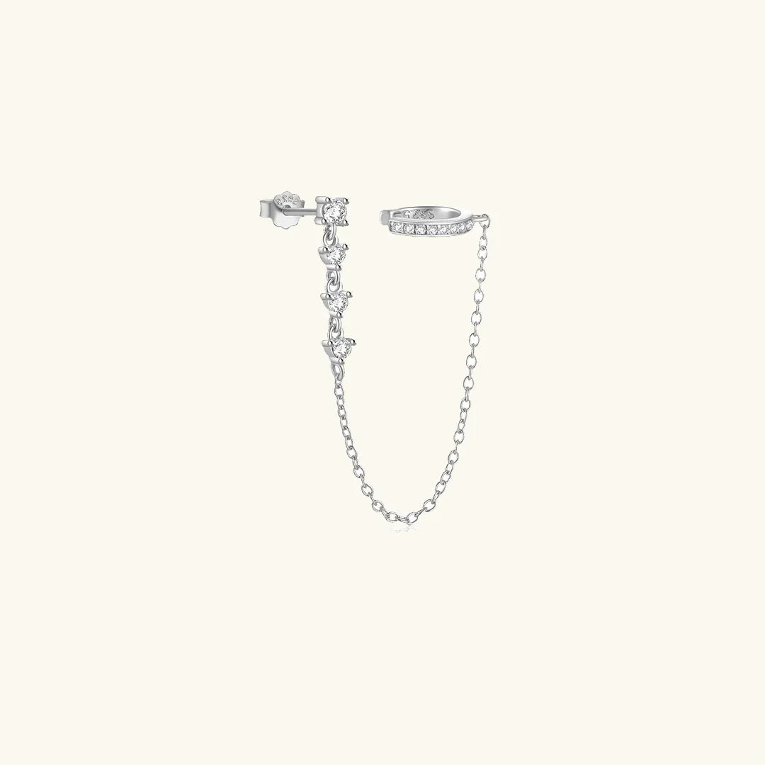 Women's Chain Cuff Earrings with Diamond Accents - Gold-Plated Sterling Silver