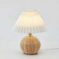 boho rattan pleated cone table lamp in beige