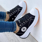 Women's Chunky Canvas Trainers with Contrast Side Stripe