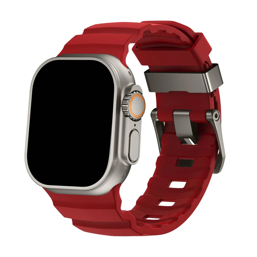 Silicone Watch Strap for Apple Watch with Titanium Buckle