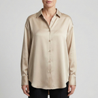 dames relaxed fit glanzende blouse in beige