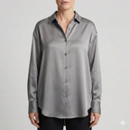 dames relaxed fit glanzende blouse in grijs