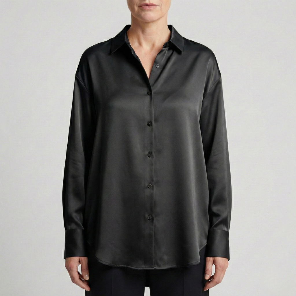 dames relaxed fit glanzende blouse in zwart