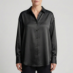 dames relaxed fit glanzende blouse in zwart