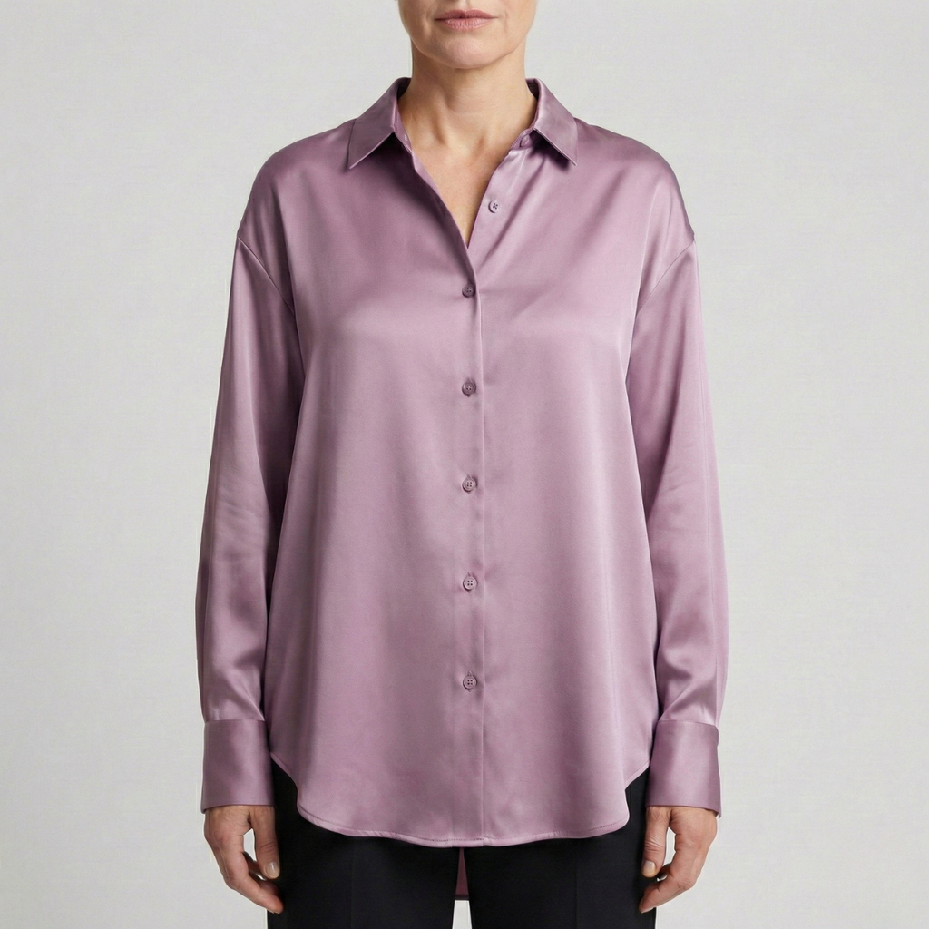 dames relaxed fit glanzende blouse in lichtpaars