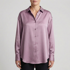 dames relaxed fit glanzende blouse in lichtpaars