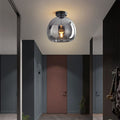 Noraya | Modern Copper Glass Ceiling Light with E27 Fitting for Hallway and Bedroom Lighting – Black