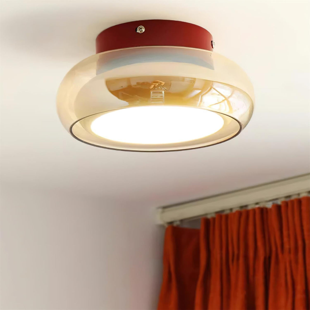 Retro Glass Flush Mount Ceiling Light with Integrated LED