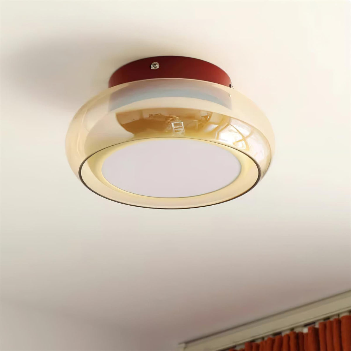 Retro Glass Flush Mount Ceiling Light with Integrated LED