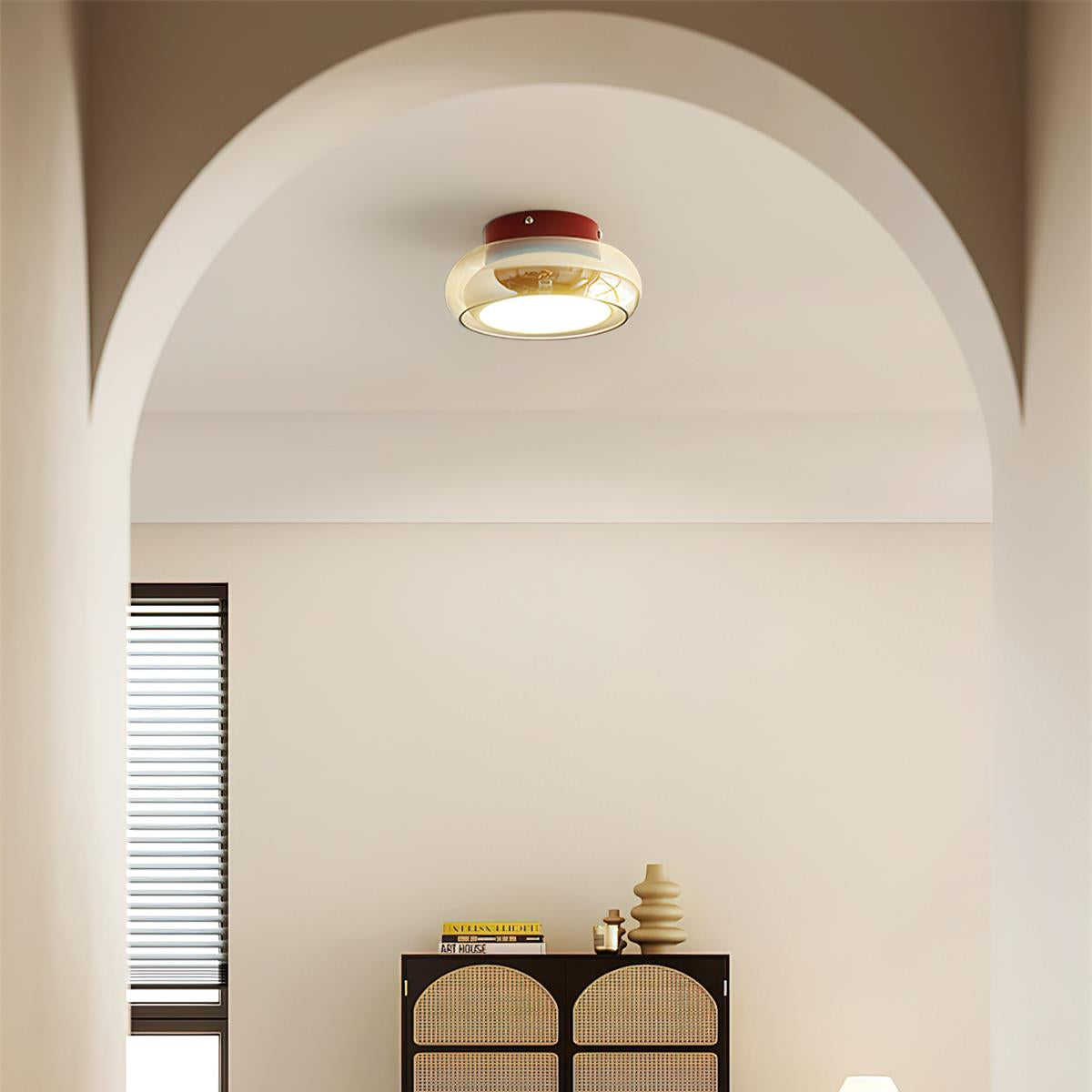 Retro Glass Flush Mount Ceiling Light with Integrated LED