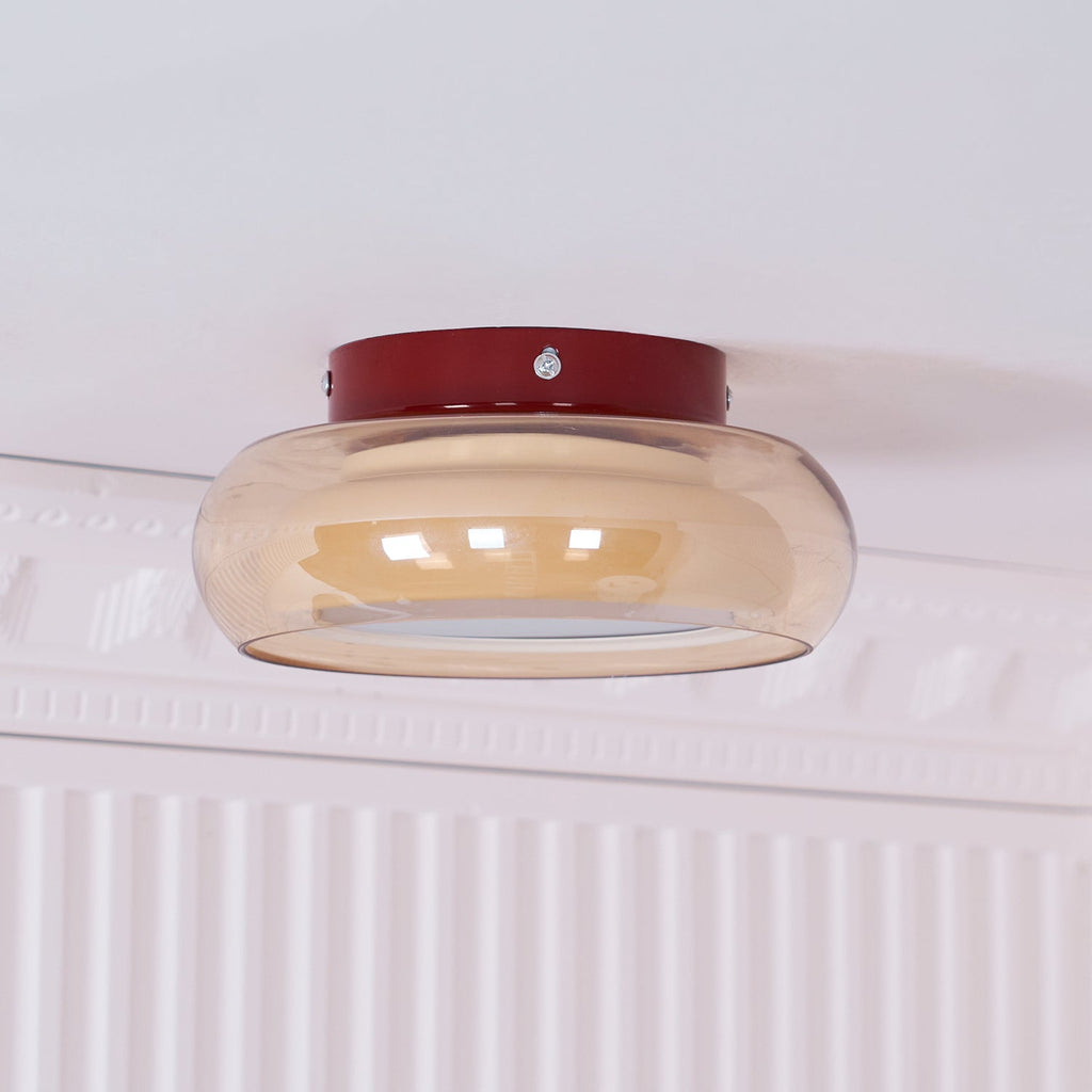 Retro Glass Flush Mount Ceiling Light with Integrated LED