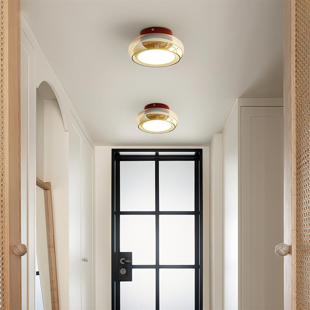 Retro Glass Flush Mount Ceiling Light with Integrated LED