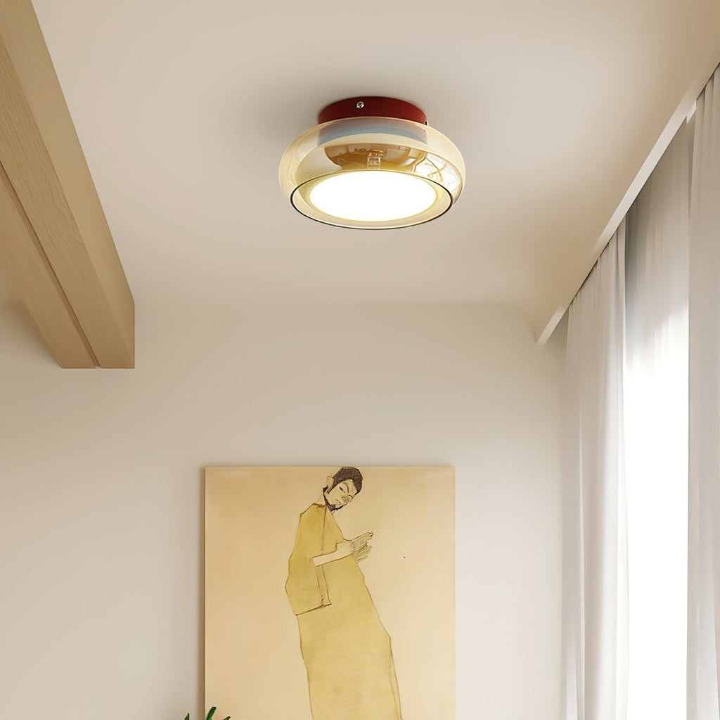 Retro Glass Flush Mount Ceiling Light with Integrated LED