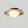 round modern minimalist travertine ceiling light in beige