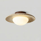 round modern minimalist travertine ceiling light in beige