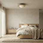 round modern minimalist travertine ceiling light