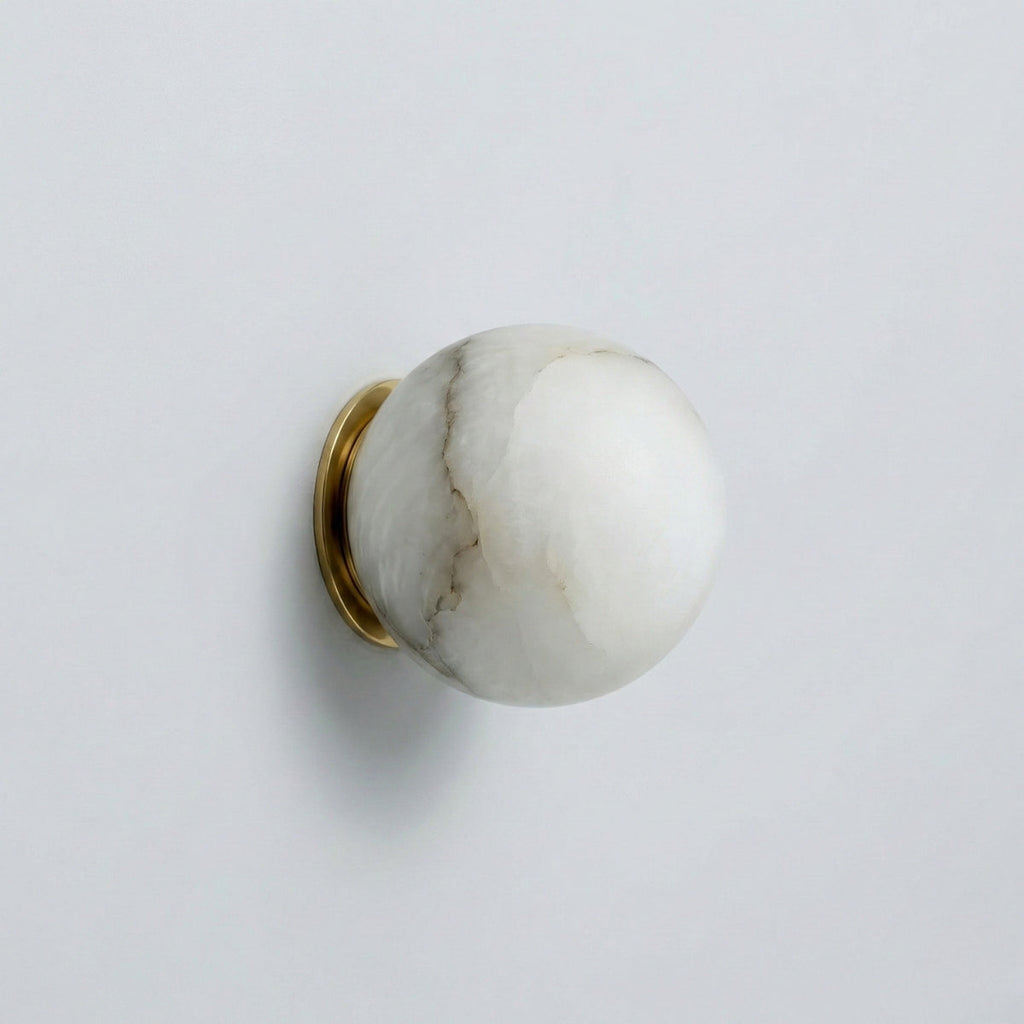 round modern japandi marble wall sconce