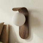 round nordic wood wall light