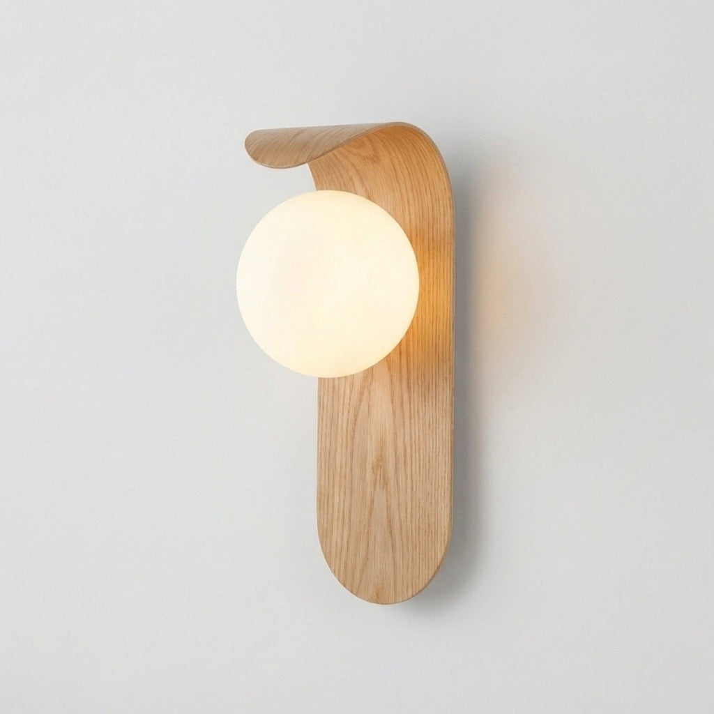 round nordic wood wall light in natural oak