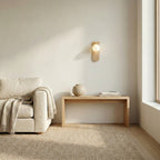 round nordic wood wall light