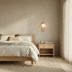 round nordic wood wall light