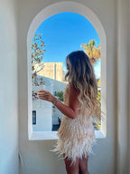 Women's Feather Mini Dress – Party Cocktail Dress