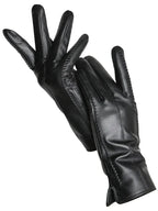 Women's Leather Winter Gloves - Warm Fleece-Lined Gloves