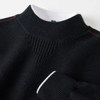 Men's Waffle-Knit Sweater with Ribbed Cuffs and Collar