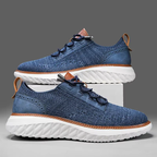 Men's Mesh Sneakers with Cushioned Sole and Leather Trim