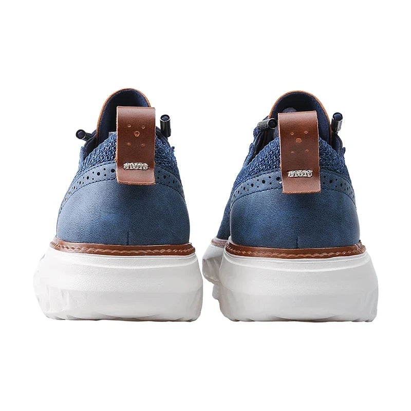 Men's Mesh Sneakers with Cushioned Sole and Leather Trim