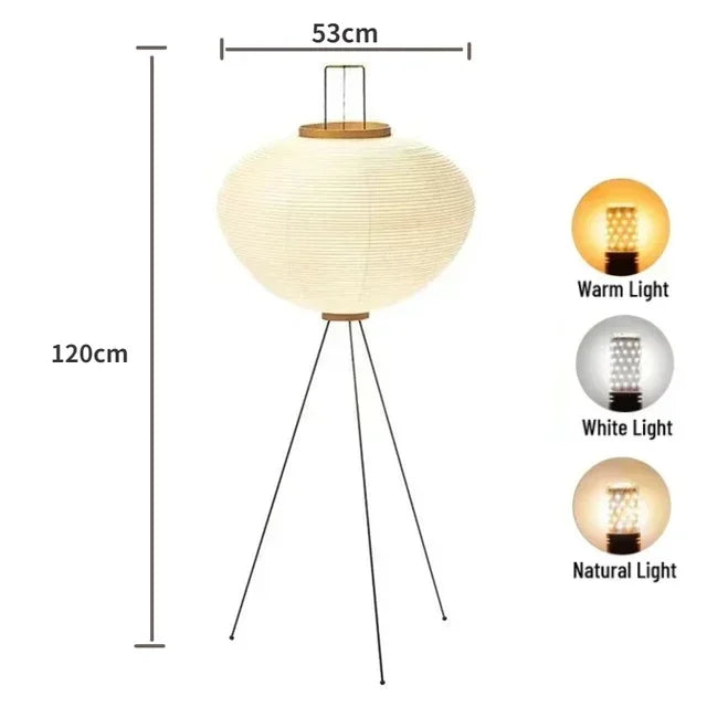 Akari – Japanese Wabi-Sabi Rice Paper Floor Lamp for Living Room and Bedroom