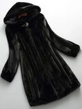 Women's Faux Fur Coat with Fur-Lined Hood, Long Length