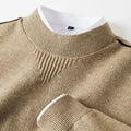 Men's Waffle-Knit Sweater with Ribbed Cuffs and Collar