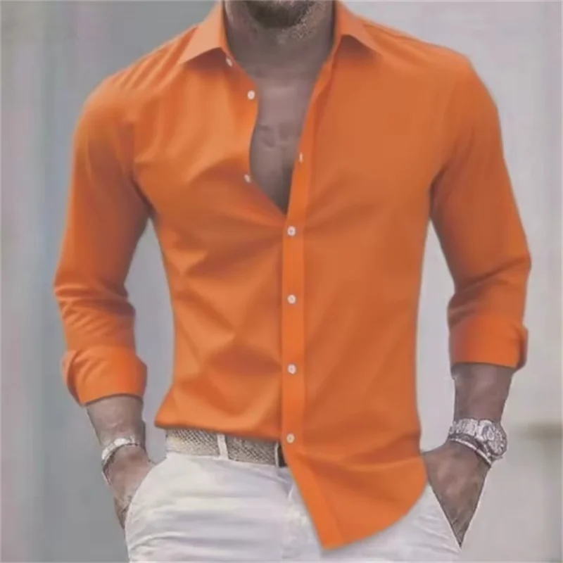 Mens Shirts Slim Fit Button-Up Long Sleeve Casual Shirt